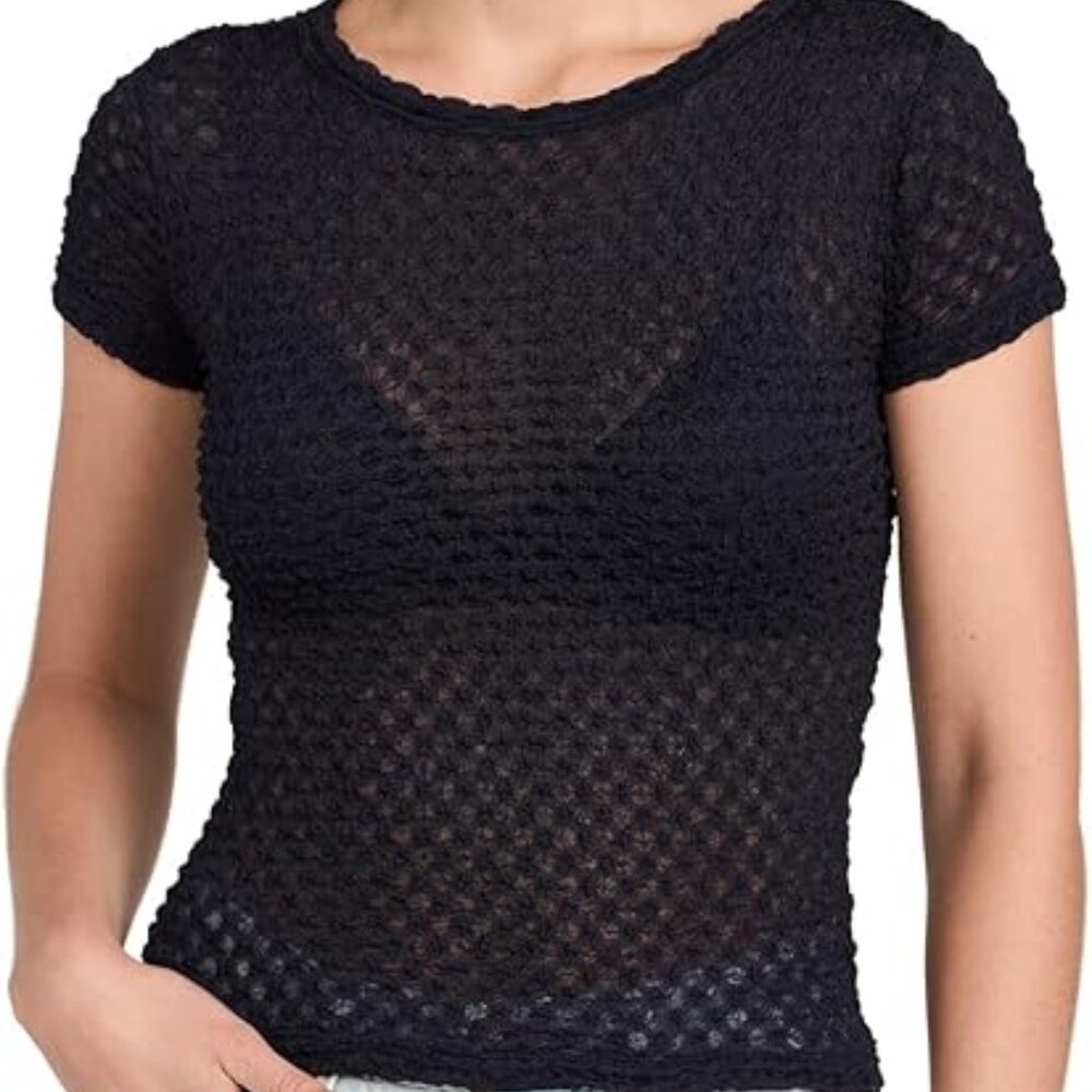 FRAME black lace shrunken tee - worn twice - size L